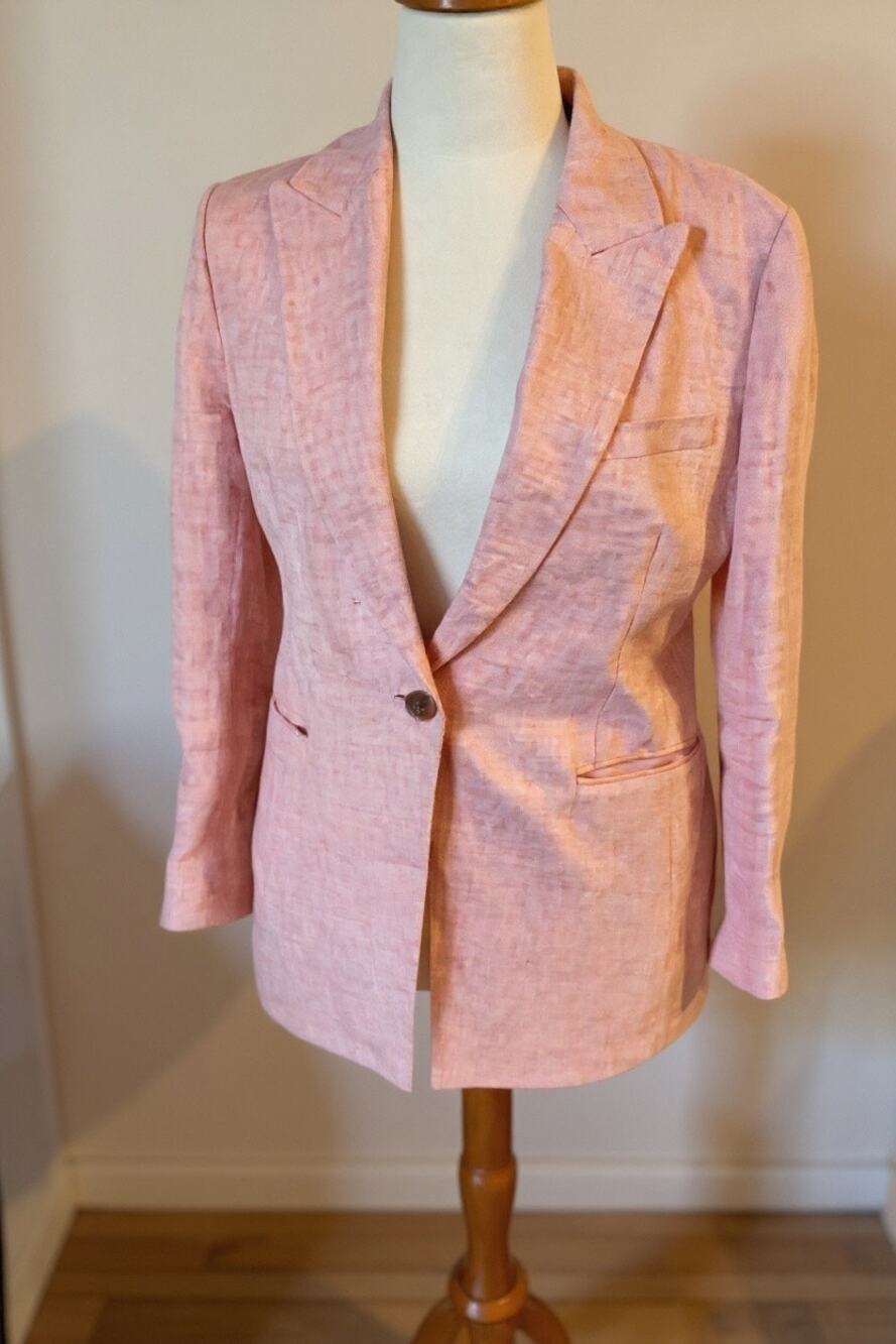 Lafayette 148 New York Peach Linen Blazer - Size 10 (estimated)